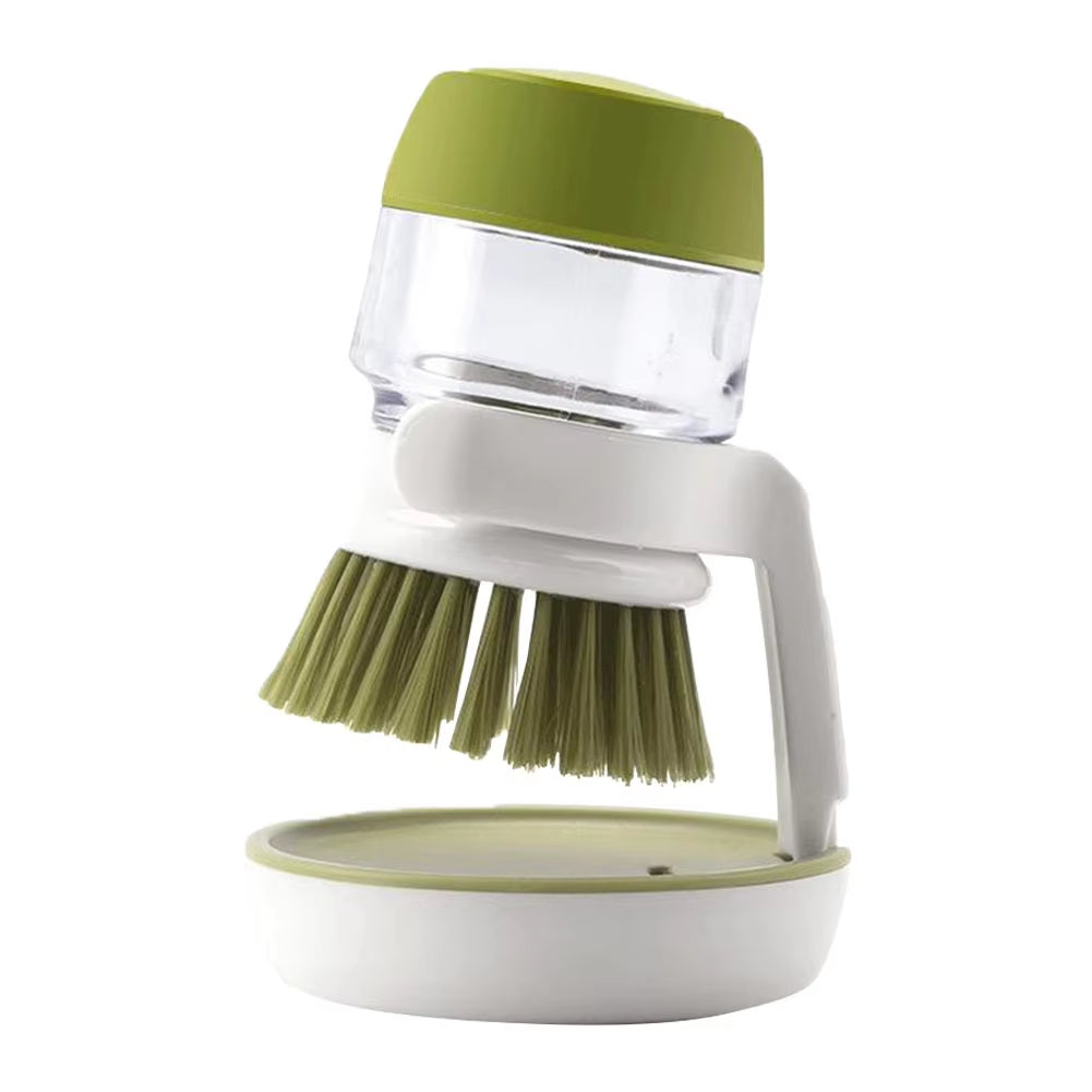 Kitchen Scrub Brush Multifunctional Press Cleaning Brush with Soap Dispenser Dish Scrubber Washing up Brush for Sink Pots Pans