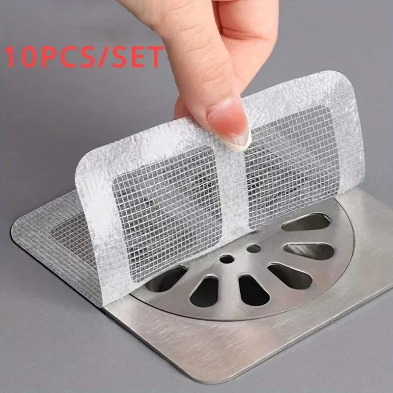 10Pcs Disposable Shower Drain Hair Catcher Mesh Shower Drain Covers Floor Sink Strainer Filter Hair Stopper for Bathroom Kitchen