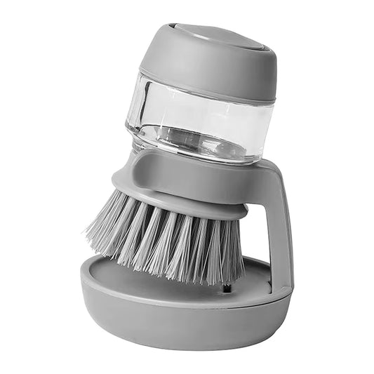 Kitchen Scrub Brush Multifunctional Press Cleaning Brush with Soap Dispenser Dish Scrubber Washing up Brush for Sink Pots Pans